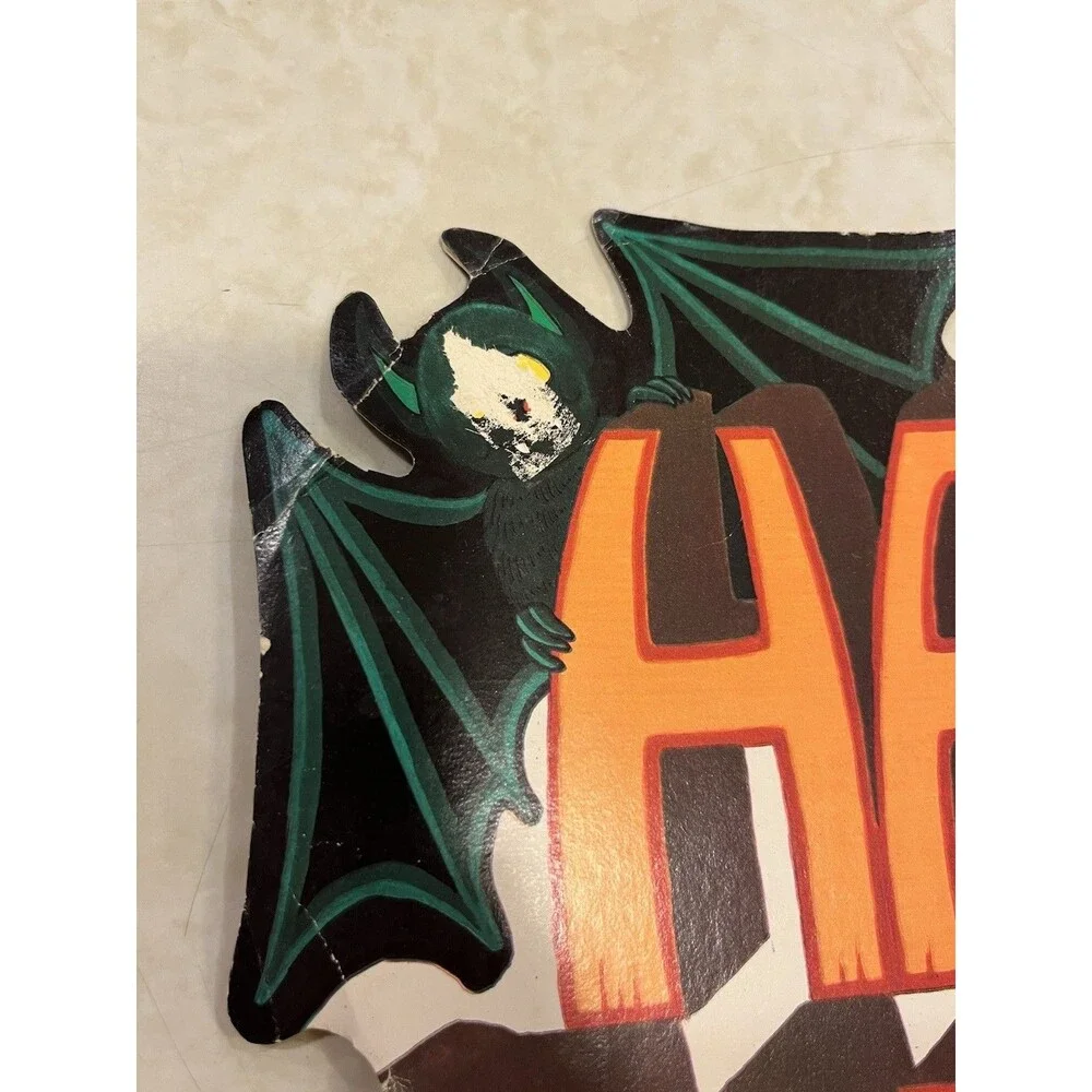 Vtg Beistle Halloween Decorations Die Cut Punch Out Ghosts Cat Jack-o-lantern